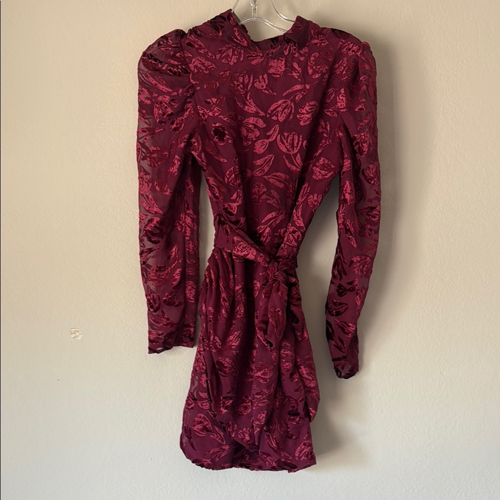 NSR Burgundy Floral Long Sleeve Dress